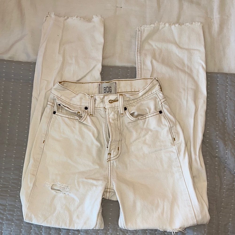 Urban Outfitters White Distressed Jeans
